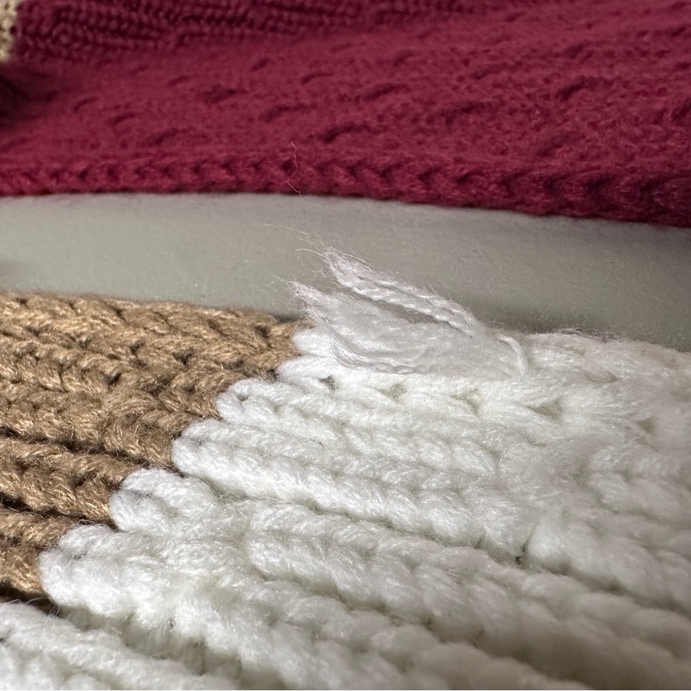 Michael Kors Infinty Scarf- white, tan, burgundy colors - Picture 11 of 12